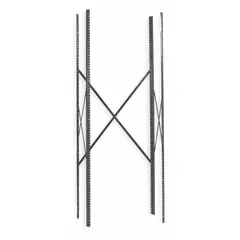 Steel post kit for constructing standard metal shelving systems. Provides vertical support for shelving units in industrial storage environments such as warehouses and workshops. Overall height of 85 inches.