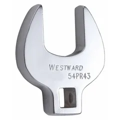 This SAE open end crowfoot wrench features a 15/16 inch head size and a 3/8 inch drive size. It is constructed with a chrome finish for corrosion resistance. Designed for accessing fasteners in confined spaces where standard sockets or wrenches cannot reach.