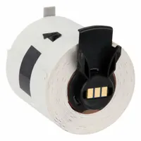 Vinyl danger precut label roll in black/red/white, with sizes 1 29/32 in x 4 in and 4 in x 1 29/32 in. Features acrylic adhesive for secure bonding. Compatible with BMP71 printer series (with Media Adapter). Used for facility safety identification, marking hazardous areas, equipment, or containers with clear danger warnings