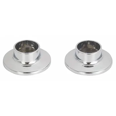 OEM Rod Flange: 2 1/8 in Overall Wd, 7/8 in Overall Ht, Zinc, Chrome-Plated, 2 PK - Rods & Mounting Hardware for Shower Curtains