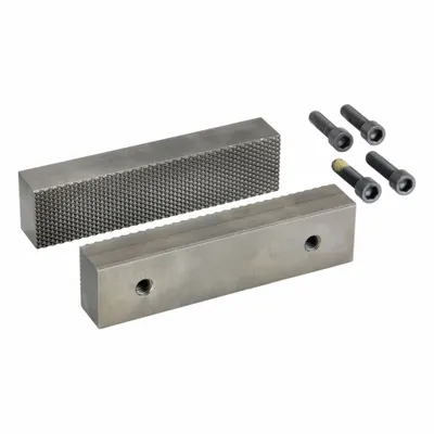 WILTON Replacement Jaw Inserts: Steel, For 6 in Vise Jaw Wd, (4) Screws, Works with 1ATH2 - Screw-In Vise Jaw Caps