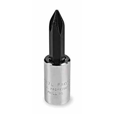 PROTO Socket Bit: 1/4 in Drive Size, Phillips Tip, #1 Tip Size, 1 13/64 in Overall Lg - Phillips Bit Sockets