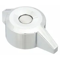 This metal lever handle features a chrome finish and is designed as a replacement part for Symmons faucets. It provides a standard lever interface for water flow and temperature adjustment in residential or commercial plumbing systems
