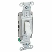 BRYANT Wall Switch: Toggle Switch, Single Pole, Maintained, White, 120/277V AC, 15 A (MPN CSB115BW)