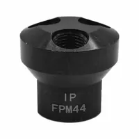 This round aluminum manifold is designed for pneumatic systems to distribute air or fluid from a single source to multiple points. It features a 1/4 in quick-disconnect insert for easy connection and disconnection. The compact inline shape allows for installation in tight spaces