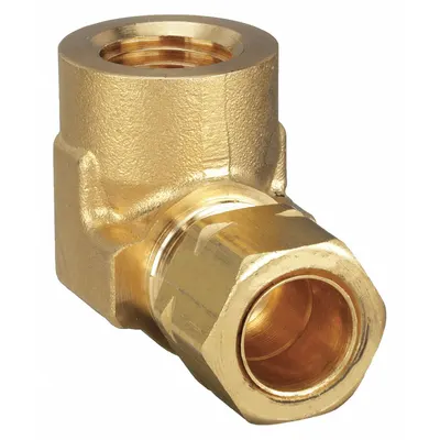 PARKER Self-Aligning Brass Compression Fitting, 3/8 in OD x 1/4 in FNPTF, 10 PK - Self-Aligning Brass Compression Fittings