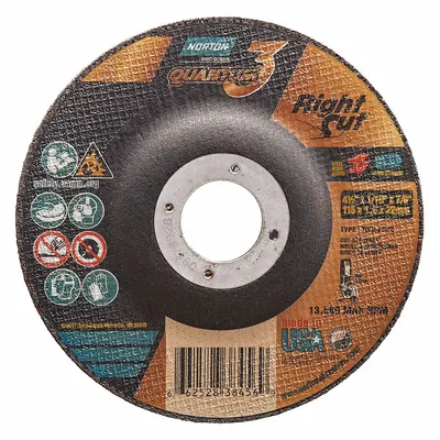 NORTON Quantum 3 RightCut Depressed Center Cut-Off Wheel - Cool-Cutting Cut-Off Wheels for Carbon & Stainless Steel