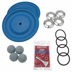 Fluid section repair kit for rebuilding the fluid end of Graco diaphragm pumps. Includes Santoprene seals and Santoprene components to restore sealing and pressure performance. Used in industrial fluid handling, paint circulation, and lubrication systems.