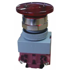 Push-to-exit button constructed with metal and plastic materials. Used as an exit actuation device to release electric locks or alarms on doors in commercial and industrial facilities.