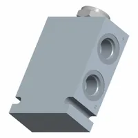 Screw-in cartridge valve with screwdriver adjustment, aluminum body, nitrile seals, #12 size. Used in hydraulic systems to regulate fluid flow in mobile and industrial equipment such as loaders, lifts, and presses