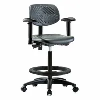 Ergonomic Chair: Polyurethane, Arms Included, Ht Range 23 1/4 in to 33 1/4 in, 16 in Seat Wd, Adj (MPN BR-PHBCH-RG-T1-A1-BF-RC-BLK)