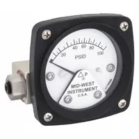 This differential pressure gauge from the Series 120 is designed for medium and high operating pressure applications. It features a piston sensor type, an aluminum housing, and ±3-2-3% gauge accuracy. The 1/4 in NPT Female back connection allows for easy installation. Typical uses include monitoring filter condition, flow measurement, and pump performance in industrial processes and fluid handling systems