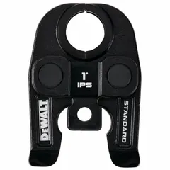 This press jaw is made of carbon steel and is designed for use with Elkhart PowerPress, Nibco BenchPress, and Viega MegaPress tools. It is suitable for pressing 1-inch pipe connections in plumbing and HVAC systems.