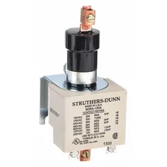Single-pole mercury displacement contactor rated for 120V AC and 35 A full load current (resistive). Features liquid mercury contacts and screw terminal connections. Used for switching resistive loads in industrial heating, lighting, and process control applications.