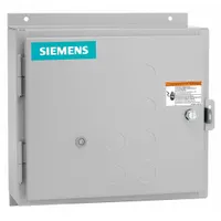 This enclosed non-reversing starter is designed for controlling three-phase motors up to 60 A. It features electronic overload protection, a pilot light, and two 1NO auxiliary contacts. Suitable for industrial applications such as conveyors, pumps, and fans requiring reliable starting and overload protection