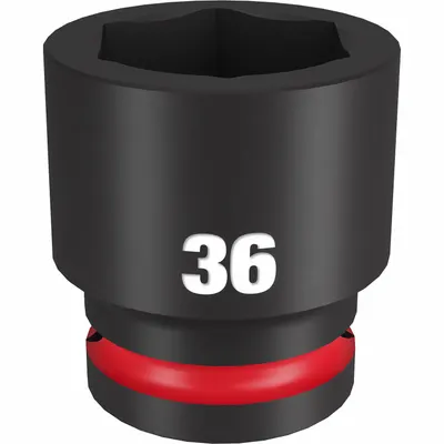 MILWAUKEE Standard Impact Socket: 3/4 in Drive Size, Metric, 36 mm Socket Size, 6-Point - 3/4" Drive Impact Sockets