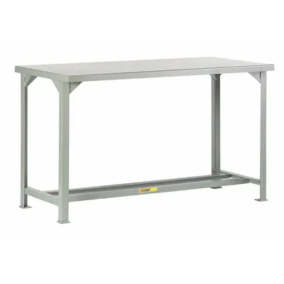 LITTLE GIANT Workbench: Fixed Ht, 60 in x 36 in, Gray, No Additional Components - Steel-Top Workbenches