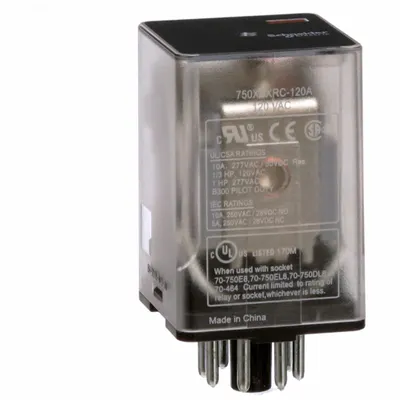 SCHNEIDER General Purpose Relay: Socket Mounted, 10 A Current Rating, 120V AC, DPDT - Socket-Mounted Relays