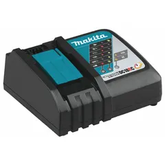 Single-port rapid charger for 18V DC batteries. Accepts 120V AC input and charges a 6 Ah battery in one hour. Compatible with Maktrak system.