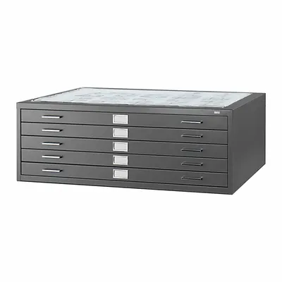 SAFCO PRODUCTS 5-Drawer Flat File Cabinet, Black, 16 1/2 in H x 35 3/8 in D - Flat File Cabinets