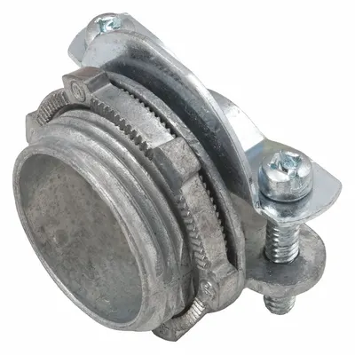 RACO Threaded Metal Connector: Die Cast Zinc, 3/4 in Trade Size, Clamp Style - Threaded Metal Connectors
