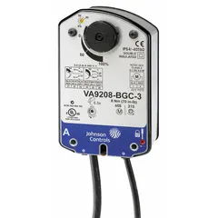 Electric fail-safe ball valve actuator for VG1000 series valves. Operates on 120V AC with on/off control. Compatible with normally open valve action. Used in HVAC and industrial fluid control systems.
