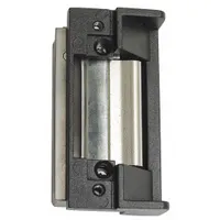 This electric strike is designed for use with cylindrical and mortise locksets in access control systems. Constructed of stainless steel, it measures 4 7/8 inches in height and operates on 12V DC input voltage. Rated as heavy duty, it is suitable for securing doors in commercial and industrial facilities