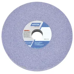 NORTON straight grinding wheel, Type 1, 7" diameter, 1/2" thickness, 1 1/4" arbor hole. Specification 32A80-KVBE with K hardness. Sold in a 5-pack. Suitable for moderate-to-heavy grinding of tool steels in metalworking and fabrication applications.