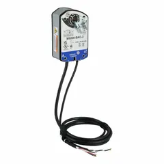 On/Off spring return actuator for HVAC dampers. Provides 70 in-lb torque over 90° stroke with CW/CCW rotation. Operates on 120V AC, hardwired, includes auxiliary switch. Self-centering clamping shaft. NEMA 2 / IP54 enclosure for indoor use.