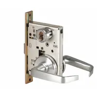 This BEST office lever lockset features a satin chromium-plated stainless steel finish with a 40H rose and F04 function. It is ADA compliant and includes an interchangeable core for easy rekeying. Suitable for interior office doors in commercial buildings