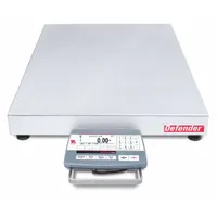 This OHAUS Defender 5000 bench scale features a column-mounted indicator and a 24 in x 24 in stainless steel weighing surface. Readability is 0.02 lb/10 g. Equipped with 2 In/4 Out discrete I/O ports for integration into automated weighing systems. Suitable for industrial weighing tasks such as parts counting, checkweighing, and formulation in manufacturing and logistics environments