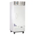 This controlled room temperature cabinet maintains a stable environment between 20°C and 25°C. It operates on 115 V and includes three adjustable shelves. The right-hinge door provides access to the interior. Overall dimensions are 25 in width and 29 3/4 in depth. Suitable for storing temperature-sensitive materials in laboratory settings.