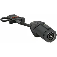 This wiring adapter converts a 4-Way Flat connector to a 7-Way Blade configuration. Constructed of plastic with an overall length of 2 1/4 inches. Used in towing applications to adapt electrical connections between vehicles and trailers