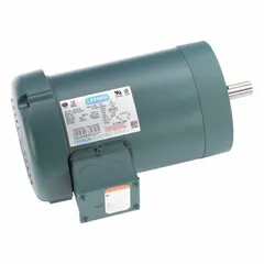 This LEESON C-Face 3-phase AC motor delivers 1 hp at 1170 RPM with a full load current of 1.9 A. It features a totally enclosed fan-cooled (TEFC) enclosure and operates on 230/460V AC. Suitable for industrial applications such as pumps, fans, conveyors, and compressors.