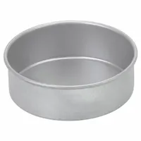 This 6-inch diameter round cake pan is made of aluminized steel with a glazed coating and closed bead closure. Suitable for baking round cakes in commercial or home kitchens, it provides even heat distribution and easy release