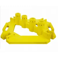 This steel base is designed for temporary installation with Guardrail 200 components. It provides a stable foundation for guardrail posts in fall protection systems. The yellow finish aids visibility on site. Not fold-down capable