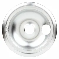 Genuine GE replacement drip bowl designed to catch drips and spills inside ovens. Helps maintain oven cleanliness and prevent food debris from burning onto heating elements. Commonly used in residential and commercial kitchen oven maintenance
