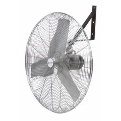 This wall-mount fan from AIRMASTER FAN features a 30-inch blade diameter and a 1/3 hp motor operating on 115V AC. It offers three speeds and is non-oscillating, with an arm mounting design for wall installation. Suitable for industrial air circulation in warehouses, factories, and workshops to cool workers or ventilate spaces.