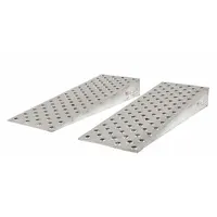 This punched-type shipping container ramp provides a 10,000 lb load capacity for loading and unloading containers. With a 16 in overall width, it bridges the gap between dock or ground and container floor. Sold as a pair (1 PR)