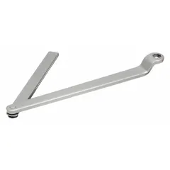 Replacement arm for LCN 1460 series door closers. Regular arm type with adjustable spring, constructed from aluminum. Used to restore proper door control and closing force in commercial and industrial door maintenance and repair applications.