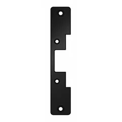Black electric strike faceplate for HES Series 5000 strikes. Measures 1 1/4 in wide by 6 7/8 in high. Used in access control systems to cover and protect the strike mechanism on a door frame.