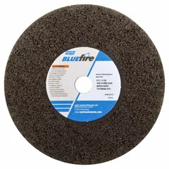 This NORTON snagging wheel is a Type 1 wheel with dimensions 3" x 1/4" x 3/8" and a wheel hardness of T. It is designed for high-performance grinding and snagging on stainless steel and nickel alloys. Typical applications include metal fabrication, foundries, and welding shops for removing excess material, smoothing welds, and cleaning castings.