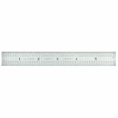 STARRETT Steel Rule, Semi-Flexible: C304SRE-6, 6 in, 0.02 in Thick, 1/64 in, Chrome - Steel Rulers