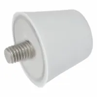 This vibration-isolating mount features a flat conical silicone isolator body with a male x non-threaded style. It is FDA approved for use in applications requiring sanitary conditions. Typical uses include mounting equipment in food processing, pharmaceutical, and other washdown environments where vibration isolation and hygiene are required