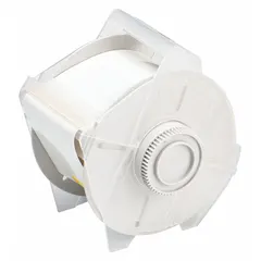 This continuous label roll is made of green gloss polyester with glow-in-the-dark properties, designed for outdoor use. It measures 2 1/4 inches by 50 feet and is compatible with GlobalMark 2 printers. Suitable for safety signage, equipment labeling, and pipe marking in industrial facilities.