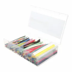 This 133-piece polyolefin heat shrink tubing assortment kit from 3M features a 2:1 shrink ratio and a 1-inch inner diameter before shrinking. The yellow tubing is 48 inches long and accommodates wire sizes from 1 AWG to 28 AWG. It is used for insulating, protecting, and bundling electrical wires and cables in industrial, automotive, and maintenance applications.