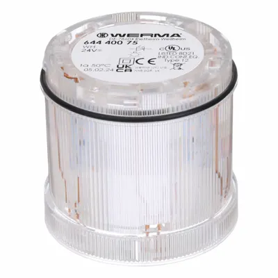 WERMA Tower Light Module: Steady, 24V AC/24V DC, Clear, 70 mm Overall Dia - Steady Light Modules