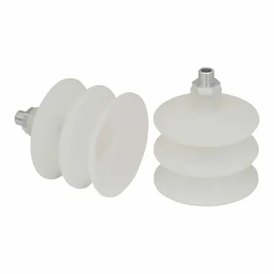 SCHMALZ Vacuum Pad Assembly: Multi-Bellows, 2.5 Folds, G1/4 in Vacuum Port, 95.5 mm Pad Dia - Bellows Type Food-Safe Vacuum Pad Assemblies