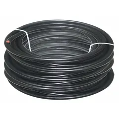 This WESTWARD jumper cable features 3/0 gauge wire with a 239 A maximum current rating and a 100 ft length. The black jacket provides insulation for heavy-duty battery connections. Supplied as a cut-to-length item, it is suitable for jump-starting large engines or providing temporary power in vehicle and equipment maintenance.