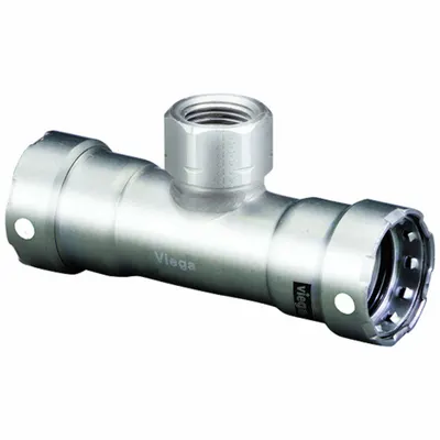 VIEGA MEGAPRESS Crimp Tee Fitting: 2 in x 2 in x 3/4 in, FKM - Potable Water Stainless Steel Press Fittings